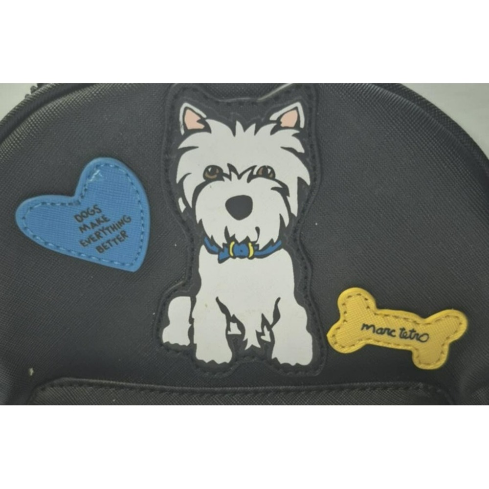 Marc Tetro Westie Terrier black adjustable mini backpack zip up pockets - Picture 2 of 12